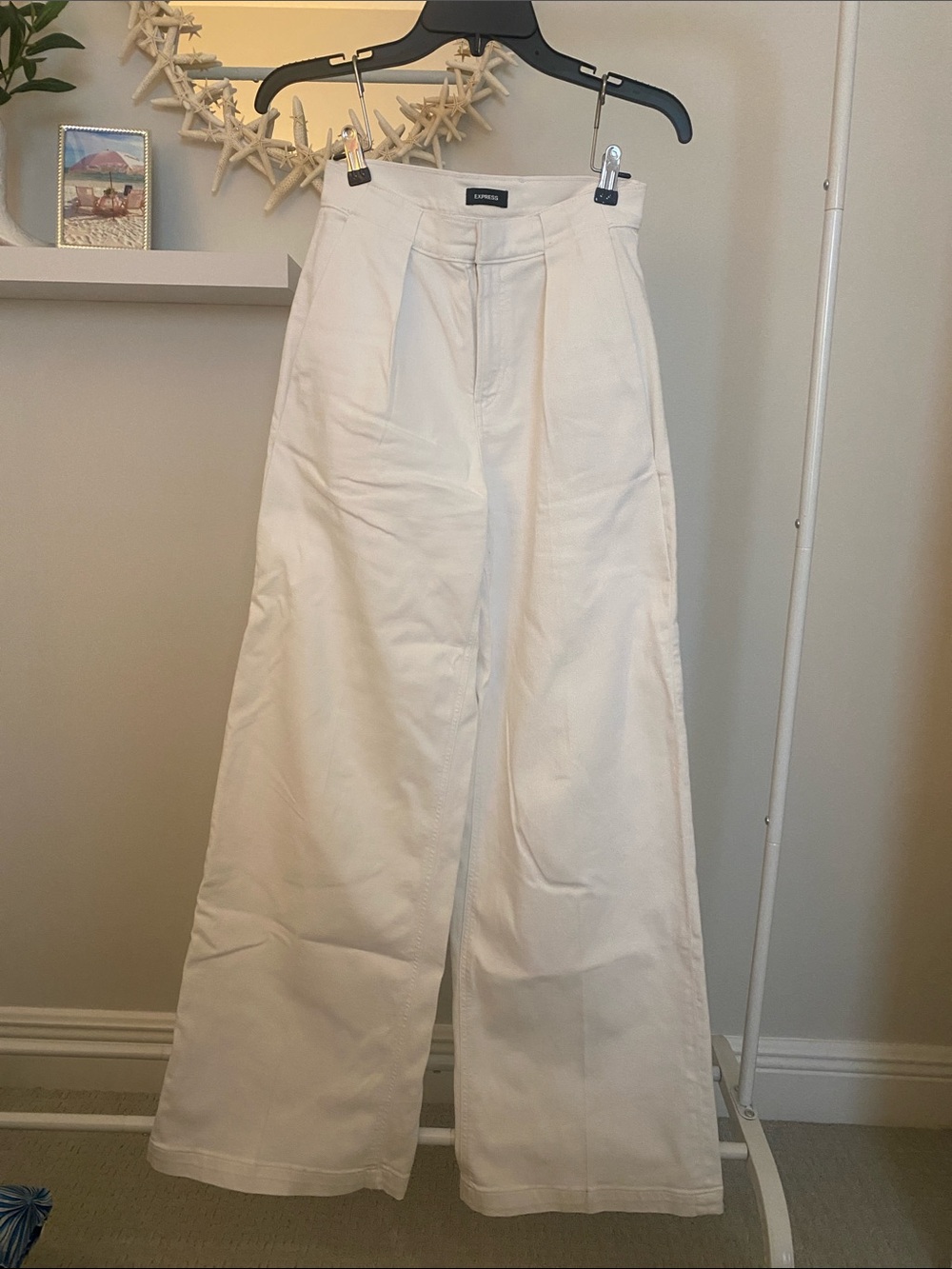 Express Wide-Leg High Waist Pants - white